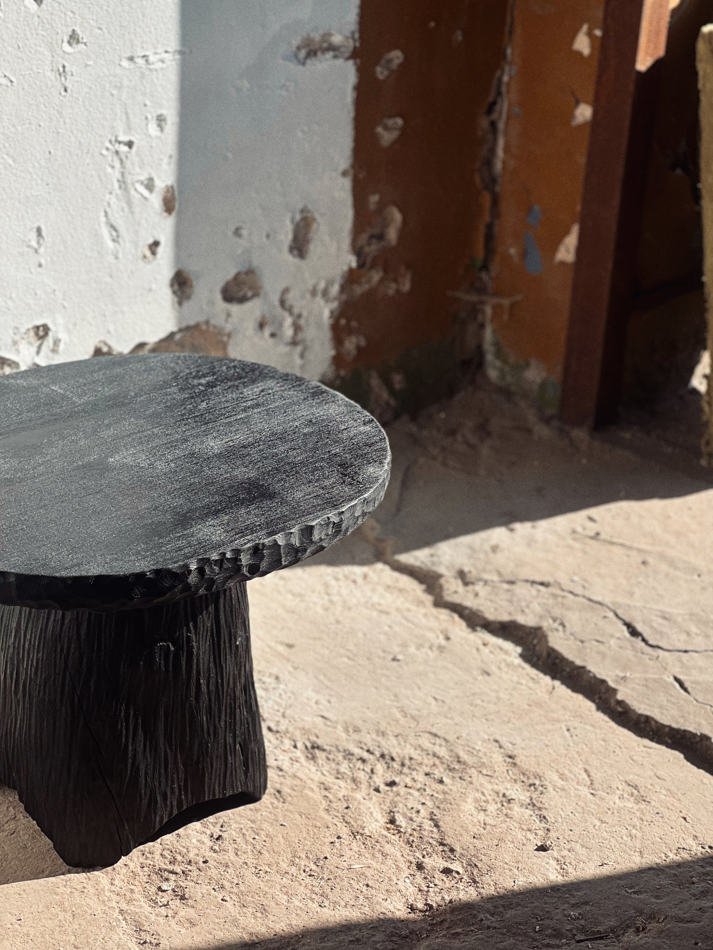 CHARRED WOODEN TABLE - IN ELM AND ASH