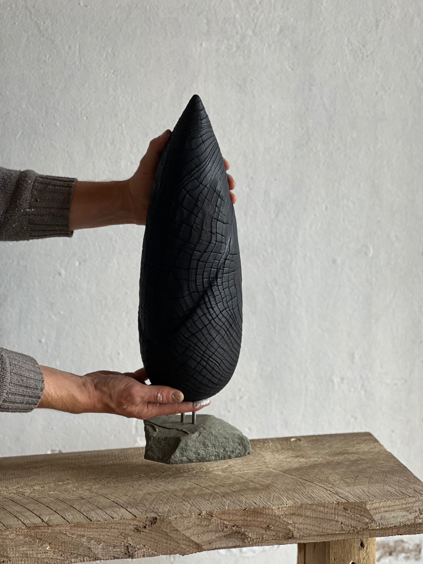 CHARRED WOODEN SCULPTURE - IN PINE