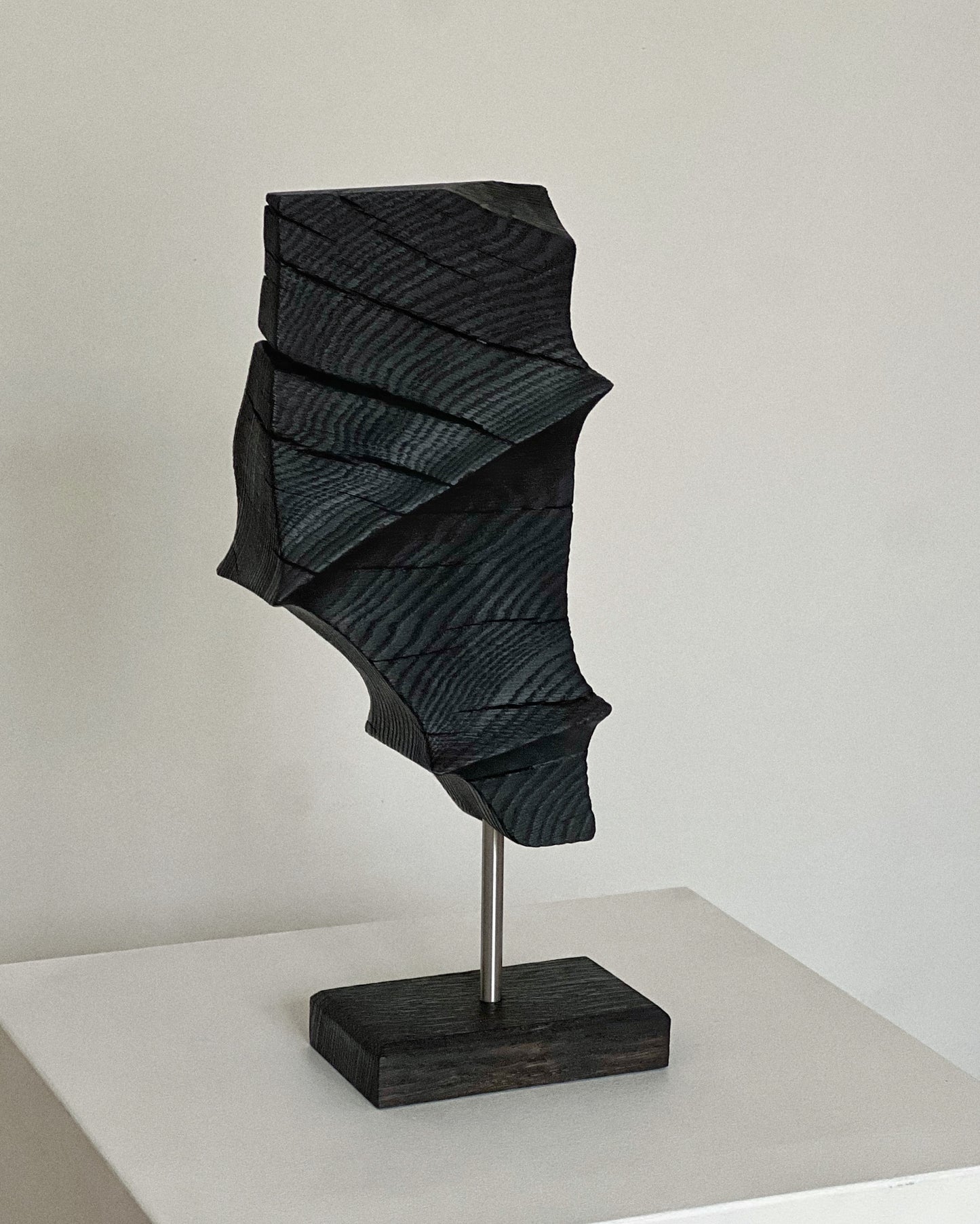 CHARRED ABSTRACT WOODEN SCULPTURE - IN OAK