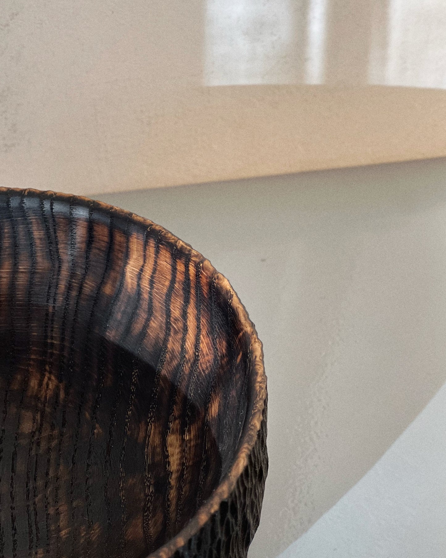 CHARRED WOODEN BOWL - IN OAK