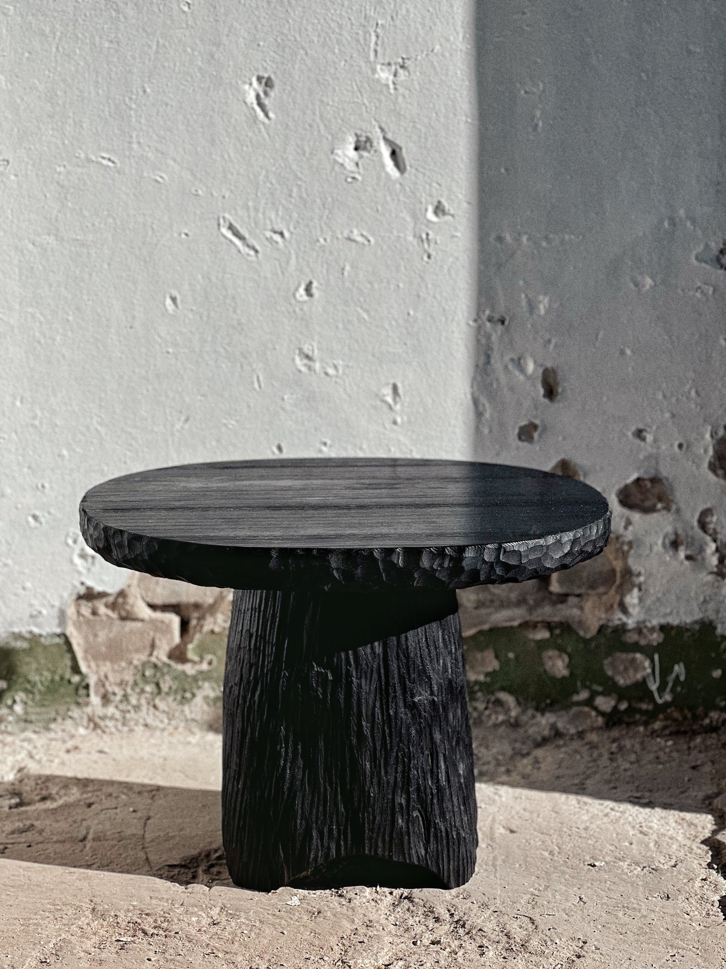 CHARRED WOODEN TABLE - IN ELM AND ASH