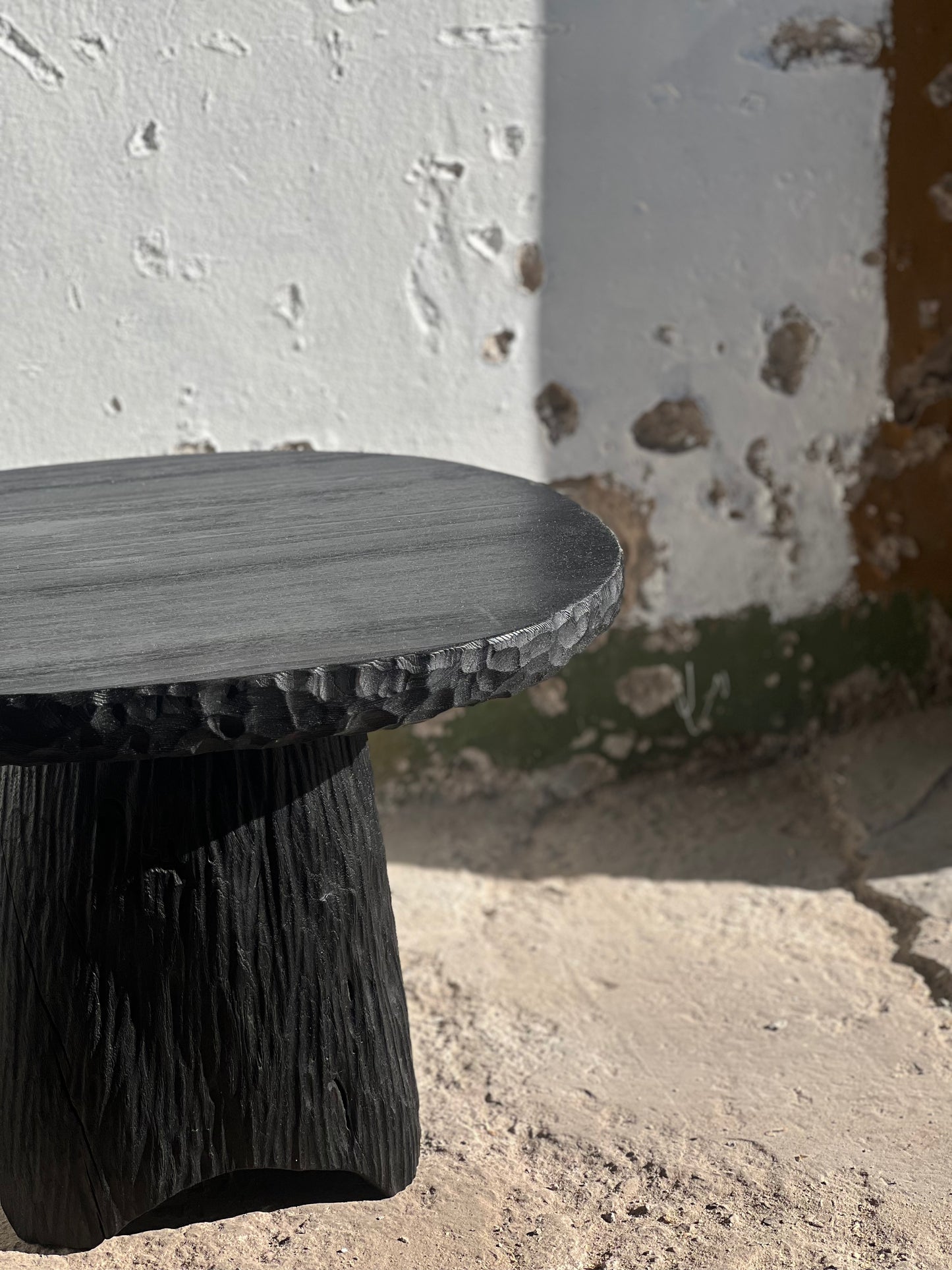 CHARRED WOODEN TABLE - IN ELM AND ASH