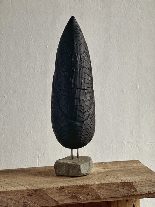 CHARRED WOODEN SCULPTURE - IN PINE