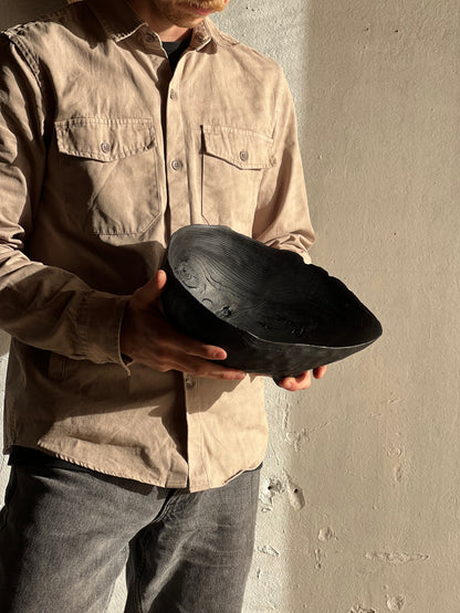 CHARRED WOODEN BOWL - IN ASH