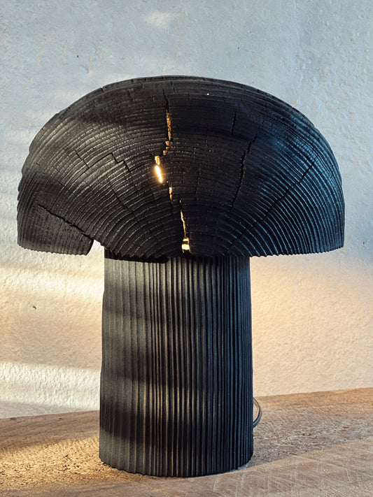 CHARRED WOODEN LAMP - IN PINE