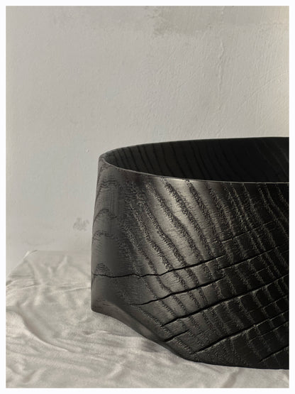 CHARRED WOODEN BOWL - IN OAK