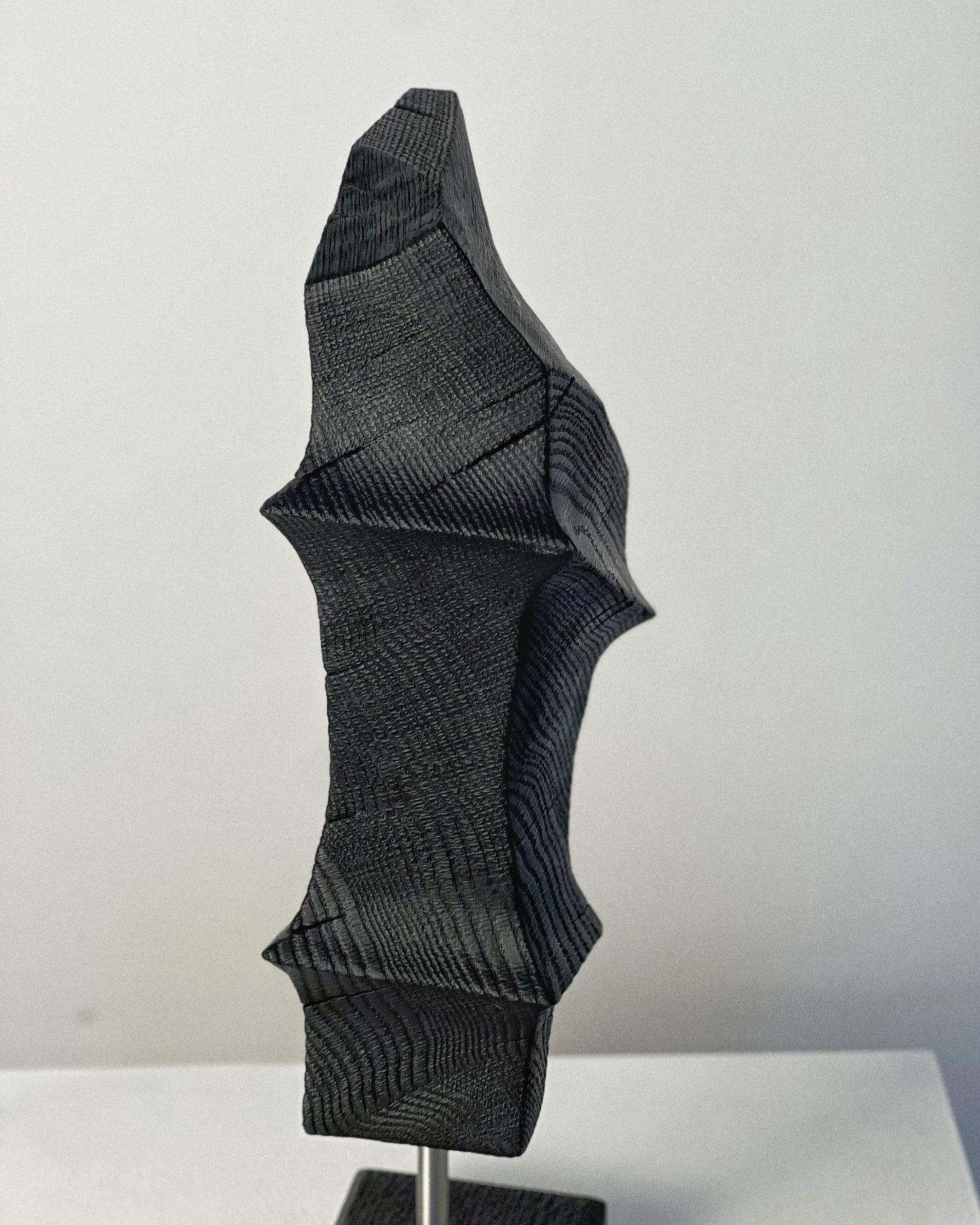 CHARRED ABSTRACT WOODEN SCULPTURE - IN OAK
