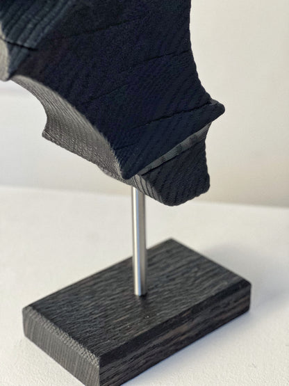 CHARRED ABSTRACT WOODEN SCULPTURE - IN OAK