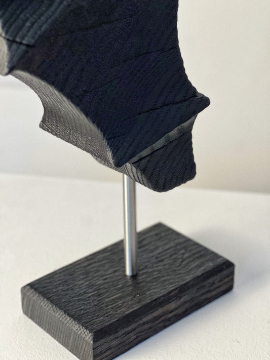 CHARRED ABSTRACT WOODEN SCULPTURE - IN OAK