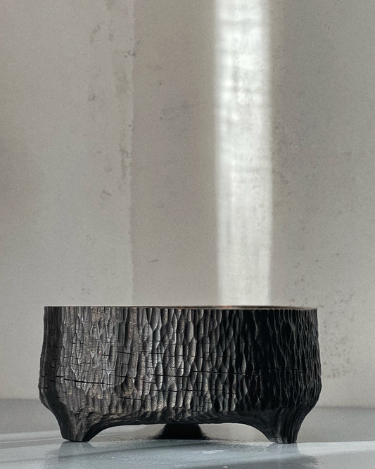 CHARRED WOODEN BOWL - IN OAK