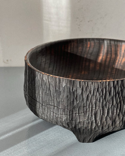 CHARRED WOODEN BOWL - IN OAK