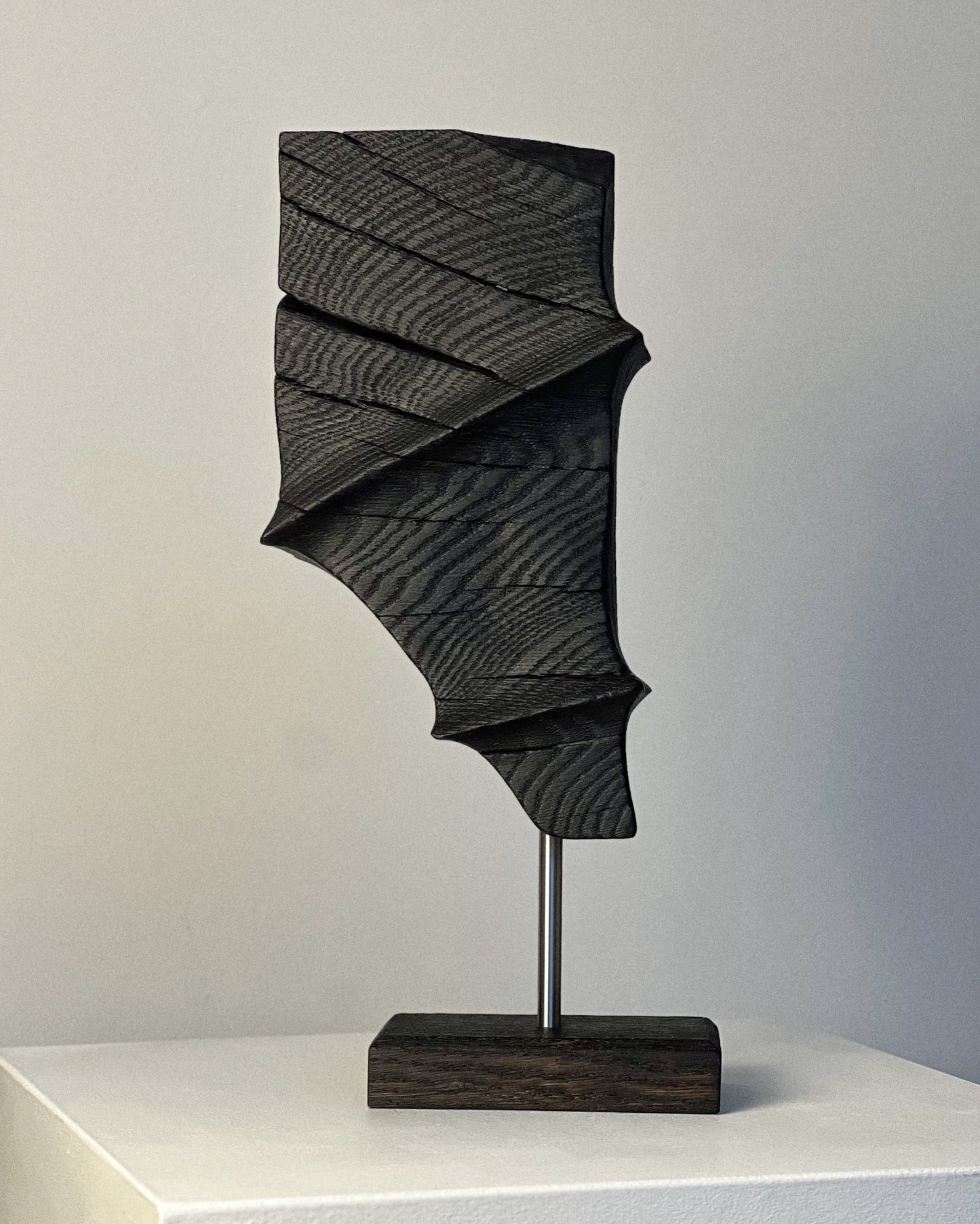 CHARRED ABSTRACT WOODEN SCULPTURE - IN OAK
